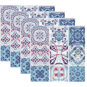 Servetele Decorative de Masa Set 10 buc Imprimeu Faianta Albastra Maroc Set 10 buc 33x33 cm Delft Blue