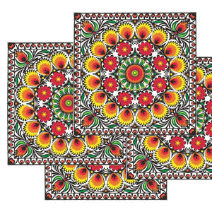Servetele de Masa cu Motive Traditionale Mandala Etnica Portocalie Pachet 10 buc 33x33 cm