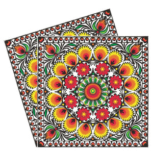 Servetele de Masa cu Motive Traditionale Mandala Etnica Portocalie Pachet 10 buc 33x33 cm
