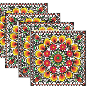 Servetele de Masa cu Motive Traditionale Mandala Etnica Portocalie Pachet 10 buc 33x33 cm