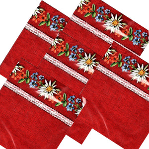 Servetele de Masa cu Motive Traditionale Margine Broderie Fond Rosu Pachet 10 buc 33x33 cm