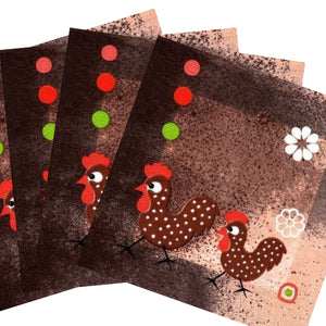 Servetele Decorative de Masa cu Paste Cocosei la Plimbare Set 10 buc 33x33 cm