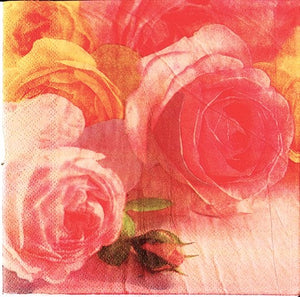 Servetele de Masa cu Flori Pachet 10 Buc Trandafiri Roz si Galbeni