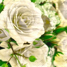 Încărcați imaginea în Galerie, Servetele de Masa cu Flori Pachet 10 Buc Trandafiri Albi cu Boboci