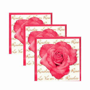 Servetele cu Model Floral de Masa Pachet 10 Buc Trandafir Roz La Vie en Rose 33x33 cm