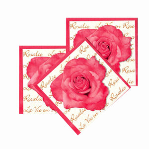 Servetele cu Model Floral de Masa Pachet 10 Buc Trandafir Roz La Vie en Rose 33x33 cm