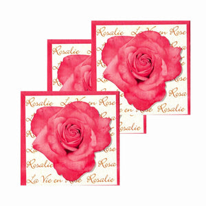 Servetele cu Model Floral de Masa Pachet 10 Buc Trandafir Roz La Vie en Rose 33x33 cm