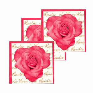 Servetele de Masa cu Flori Pachet 10 Buc Trandafir Roz La Vie en Rose