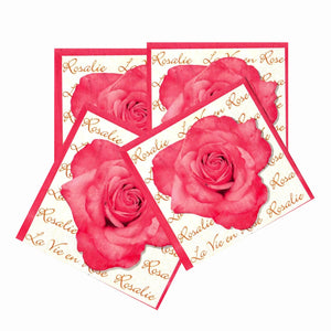 Servetele cu Model Floral de Masa Pachet 10 Buc Trandafir Roz La Vie en Rose 33x33 cm