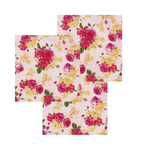 Servetele cu Model Floral de Masa Trandafirasi Roz Set Pachet 10 Buc 33x 33 cm
