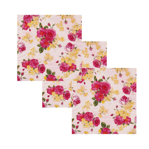 Servetele cu Model Floral de Masa Trandafirasi Roz Set Pachet 10 Buc 33x 33 cm