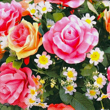 Încărcați imaginea în Galerie, Servetele cu Model Floral de Masa Pachet 10 Buc Trandafiri Roz si Floricele Albe 33x33 cm