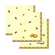 Încărcați imaginea în Galerie, Servetele cu Model Floral de Masa Pachet 10 Buc Verighete Aurii si Trandafiri 33x33 cm