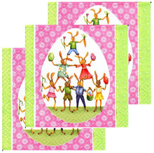 Încărcați imaginea în Galerie, Servetele Decorative de Masa cu Paste Pachet 10 Buc Piramida de Iepurasi 25x25 cm