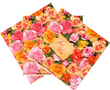 Încărcați imaginea în Galerie, Servetele cu Model Floral de Masa Dragoste Pachet 10 Buc Pink and Orange Roses For You 33x33 cm