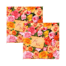 Încărcați imaginea în Galerie, Servetele cu Model Floral de Masa Dragoste Pachet 10 Buc Pink and Orange Roses For You 33x33 cm