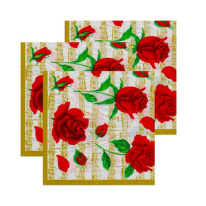 Servetele de Masa cu Dragoste Pachet 10 Buc Trandafiri Rosii pe Partitura 33x33 cm