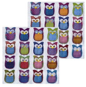 Servetele de Masa cu Pasari Pachet 10 Buc Bufnite Multicolore 33x33 cm