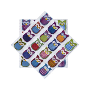 Servetele de Masa cu Pasari Pachet 10 Buc Bufnite Multicolore 33x33 cm