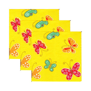 Servetele Decorative de Masa cu Insecte Pachet 10 Buc Fluturi Multicolori 33x33 cm Colorati