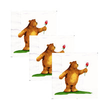 Încărcați imaginea în Galerie, Servetele de Masa cu Animale Pachet 10 Buc Ursulet cu Trandafir Rosu 33x33 cm