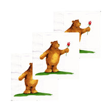 Încărcați imaginea în Galerie, Servetele Decorative de Masa cu Animale Pachet 10 Buc Ursulet cu Trandafir Rosu 33x33 cm cadou