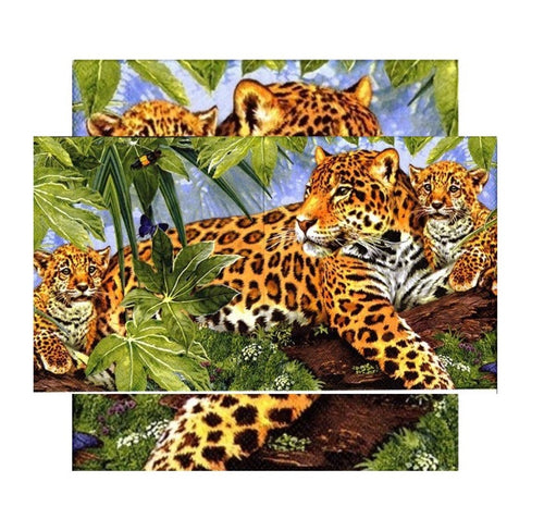 Servetele Decorative de Masa cu Animale Pachet 10 Buc Mama si Puiul Jaguar Jungle 33x33 cm