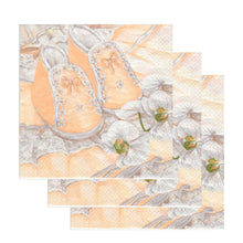 Încărcați imaginea în Galerie, Servetele Decorative de Masa Set 10 buc de Botez Botosei Fetita Crem cu Orhidee 33x33 cm Papucei 33x33 cm Evenimente petreceri