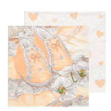 Încărcați imaginea în Galerie, Servetele Decorative de Masa Set 10 buc de Botez Botosei Fetita Crem cu Orhidee 33x33 cm Papucei 33x33 cm