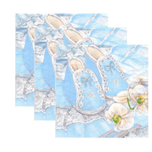 Încărcați imaginea în Galerie, Servetele de Masa de Botez Set Pachet 10 buc Botosei Baietel Albastru cu Orhidee 33x33 cm