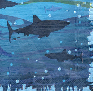 Servetele de Masa cu Animale Pachet 10 Buc Shark Rechin Albastru 33x33 cm