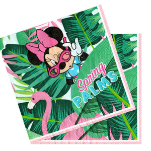 Servetele Party Disney Minnie Mouse Flamingo Palm Springs 8 buc Aniversari Petreceri Fetite 33x33 cm