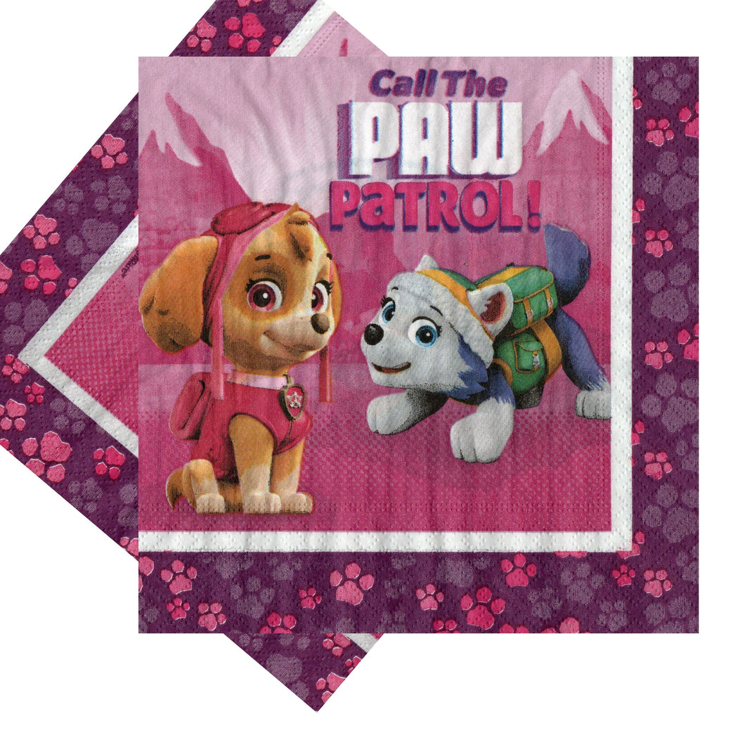 Servetele Decorative de Petrecere Party Set 8 bucati Disney Fete Pink Patrula Catelusilor Paw Patrol Skye si Everest 33x33 cm