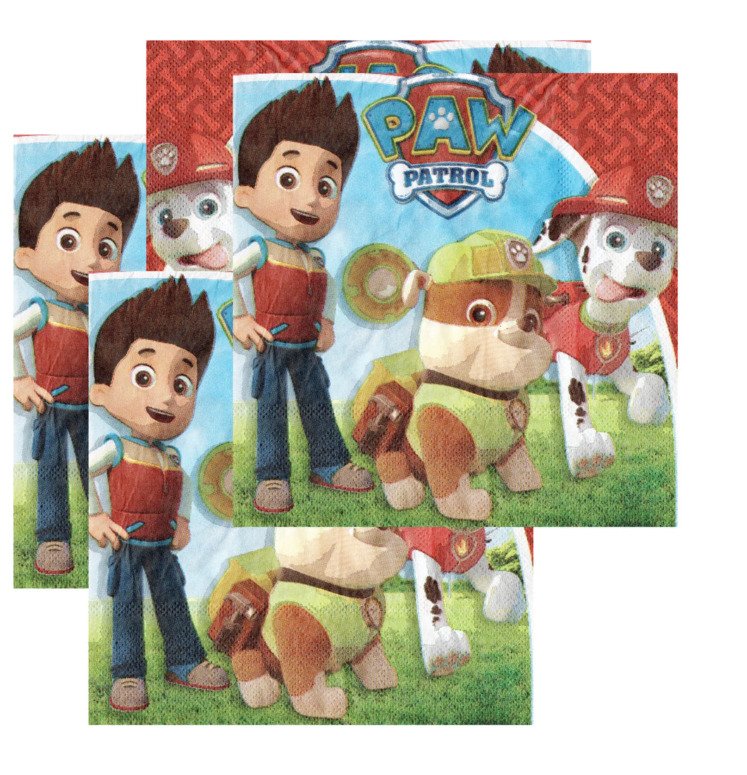 Servetele Decorative de Petrecere Red Paw Patrol Patrula Catelusilor Ryder, Rubble si Marshall 10 buc Party Petrecere 33x33 cm