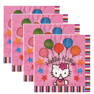Servetele Decorative de Petrecere Party Set 10 bucati Disney Pisicuta Roz Hello Kitty Pink Balloons 33x33 cm Copii Fetite