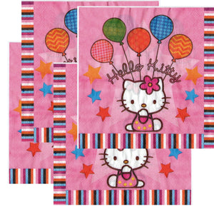 Servetele Decorative de Petrecere Party Set 10 bucati Disney Pisicuta Roz Hello Kitty Pink Balloons 33x33 cm Aniversari Fetite fete copii