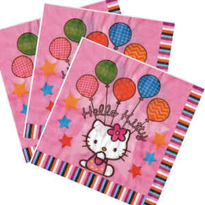 Servetele Decorative de Petrecere Party Set 10 bucati Disney Pisicuta Roz Hello Kitty Pink Balloons 33x33 cm