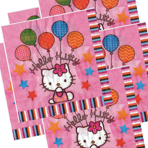 Servetele Decorative de Petrecere Party Set 10 bucati Disney Pisicuta Roz Hello Kitty Pink Balloons 33x33 cm de Masa 