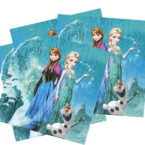 Servetele Decorative de Petrecere Party Set 10 bucati Frozen Regatul de Gheata Regina Elsa Printesa Ana Omul de Zapada Olaf 10 buc Copii Aniversare 33x33 cm
