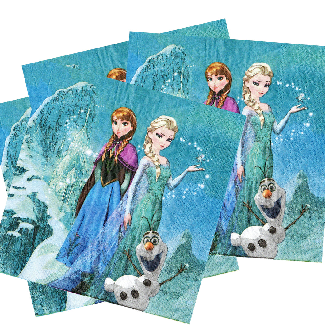 Servetele Decorative de Petrecere Party Set 10 bucati Frozen Regatul de Gheata Regina Elsa Printesa Ana Omul de Zapada Olaf 10 buc Copii Aniversare 33x33 cm