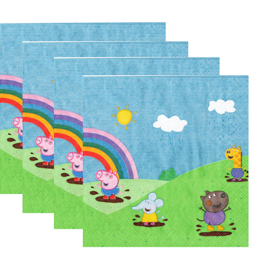 Set Servetele Party Disney Peppa Pig Rainbow George Mummy Daddy 10 buc Aniversari Petreceri Baieti 33x33 cm
