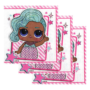 Set Servetele Party Disney Papusile LOL Glitter Shine 10 buc Aniversari Petreceri 33x33 cm