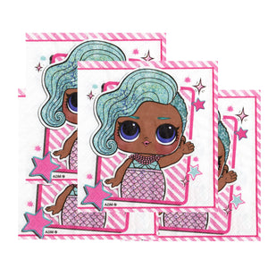 Set Servetele Party Disney Papusile LOL Glitter Shine 10 buc Aniversari Petreceri 33x33 cm