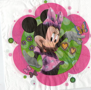 Servetele Decorative de Petrecere Party Set 10 bucati 33x33 cm Disney Fetite Minnie Mouse Pink Flower Clubul lui Mickey Mouse