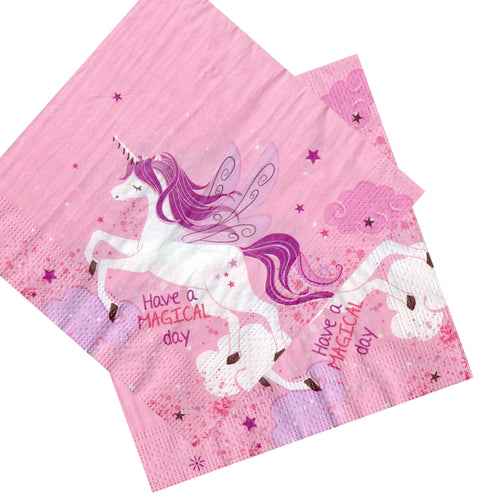 Servetele Decorative de Petrecere Party Set 10 bucati 33x33 cm Disney Fetite Unicorn Inorog Roz Have a Magical Day