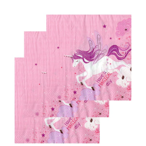 Servetele Decorative de Petrecere Party Set 10 bucati 33x33 cm Disney Fetite Unicorn Inorog Roz Have a Magical Day aniversare