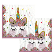 Încărcați imaginea în Galerie, Servetele Decorative de Petrecere Party Set 10 bucati 33x33 cm Fetite Roz Unicorn Curcubeu