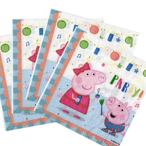 Servetele Decorative de Petrecere Party Set 8 bucati 33x33 cm Fetite Peppa Pig Zebra George Mummy Daddy