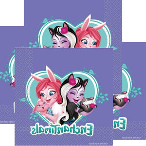Servetele Decorative de Petrecere Party Set 8 buc 33x33 cm Disney Enchantimals Bree Bunny Twist sage Skunk and Caper Zane Copii