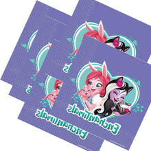 Încărcați imaginea în Galerie, Servetele Decorative de Petrecere Party Set 8 buc 33x33 cm Disney Enchantimals Bree Bunny Twist sage Skunk and Caper 